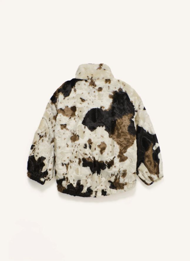 Veste Façon Fourrure Vache | Beige