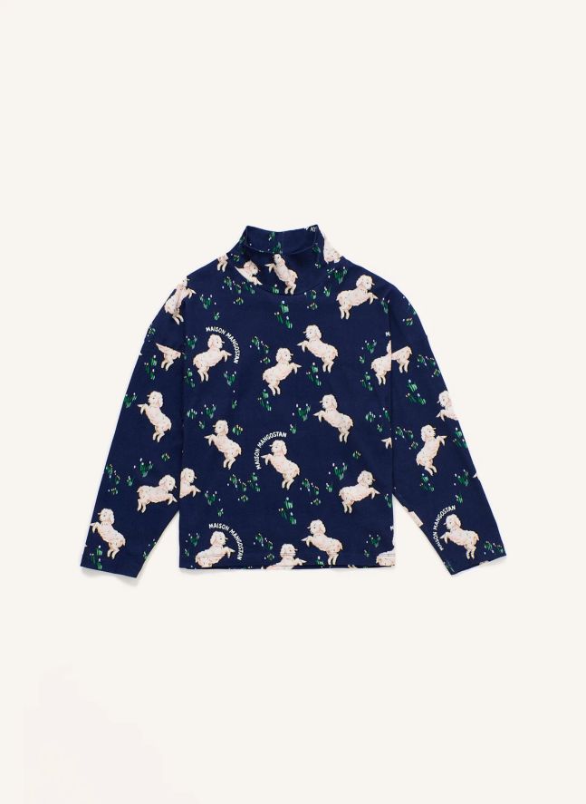 Col Roulé Moutons | Bleu foncé