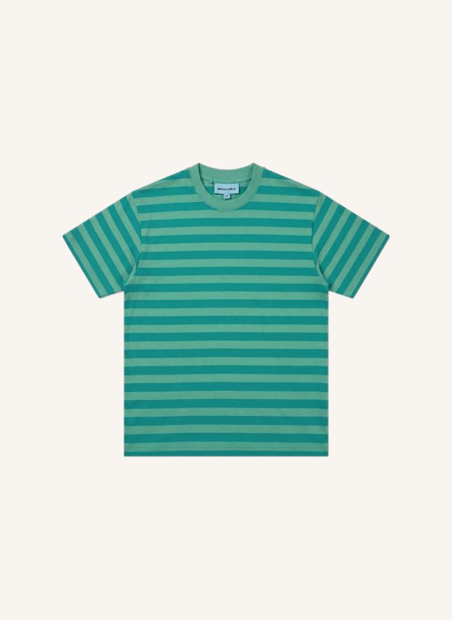 T-shirt Nils Rayé Coton Bio | Vert émeraude