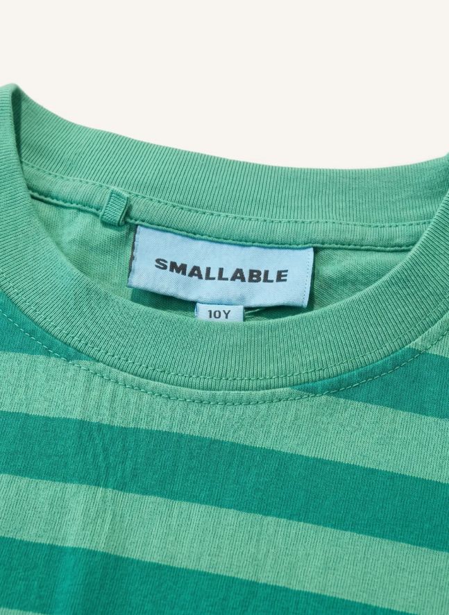 T-shirt Nils Rayé Coton Bio | Vert émeraude