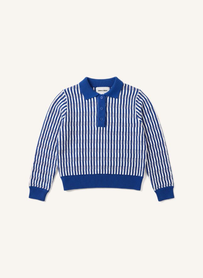 Pull Col Polo Zia Rayé | Bleu électrique
