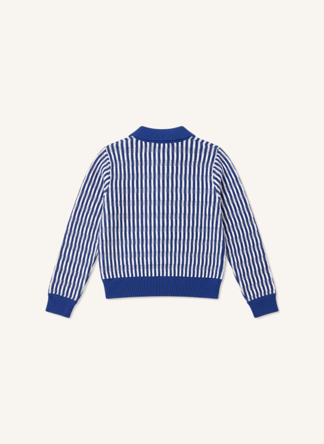 Pull Col Polo Zia Rayé | Bleu électrique