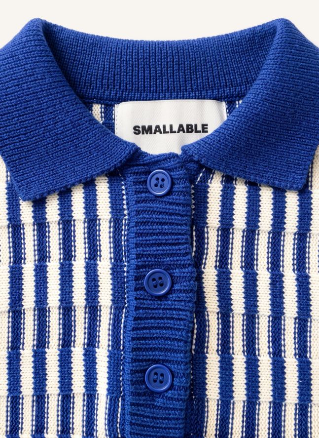 Pull Col Polo Zia Rayé | Bleu électrique