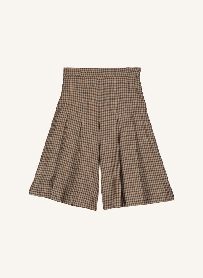 Bermuda Taille Haute Carreaux | Marron