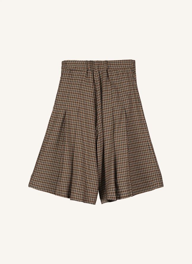 Bermuda Taille Haute Carreaux | Marron