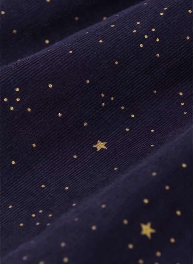 Chouchou Etoiles Velours Côtelé Fin | Bleu foncé