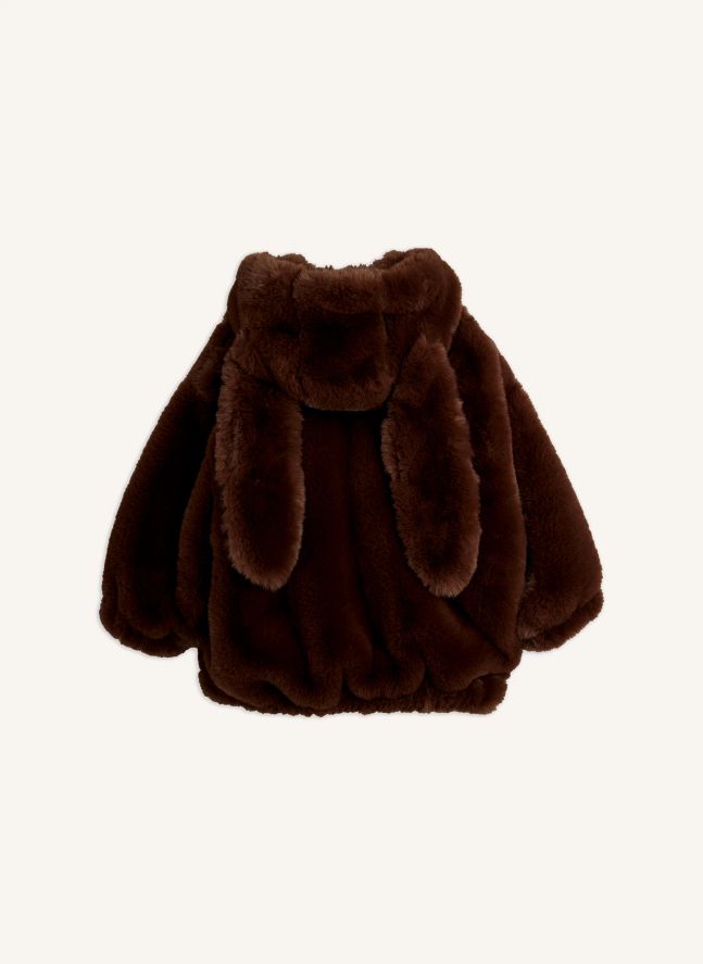 Veste Façon Fourrure Lapin Fibres Recyclées | Marron