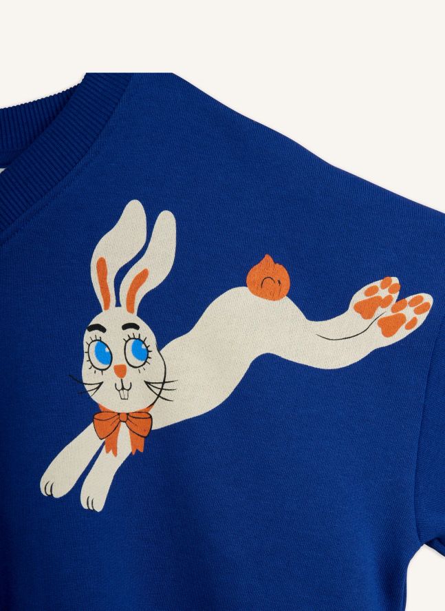 Sweat Col V Lapins Coton Bio | Bleu