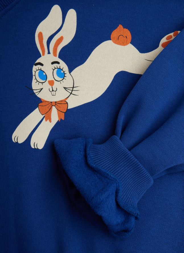 Sweat Col V Lapins Coton Bio | Bleu