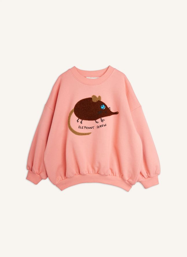 Sweat Brodé Souris Coton Bio | Rose