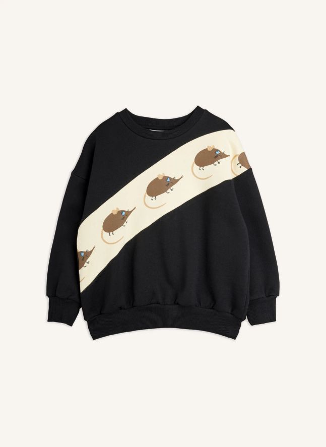 Sweat Souris Rayé Coton Bio | Noir