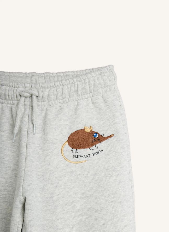 Jogger Brodé Souris Coton Bio | Gris chiné