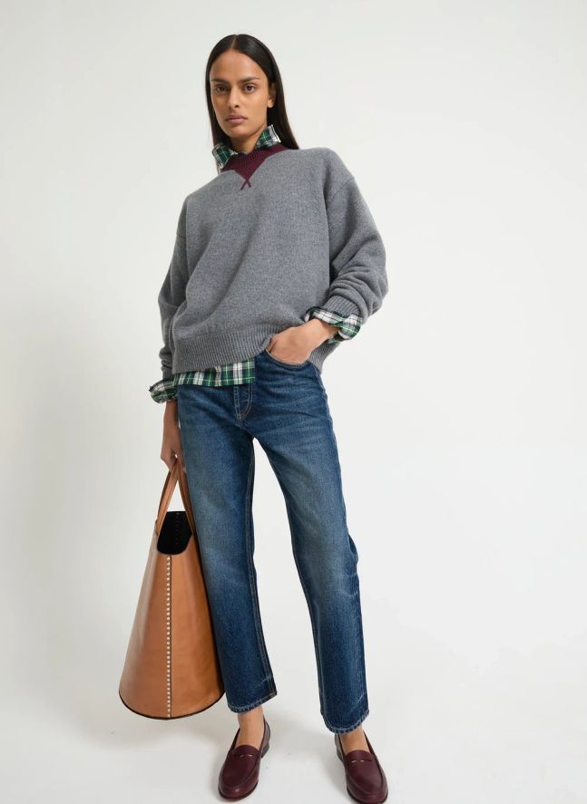 Jean Cropped Coton | Bleu