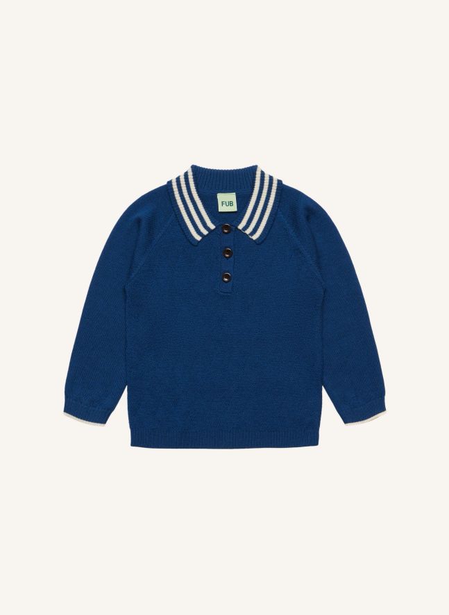 Polo Harlekin Maille Fine Laine Mérinos | Bleu