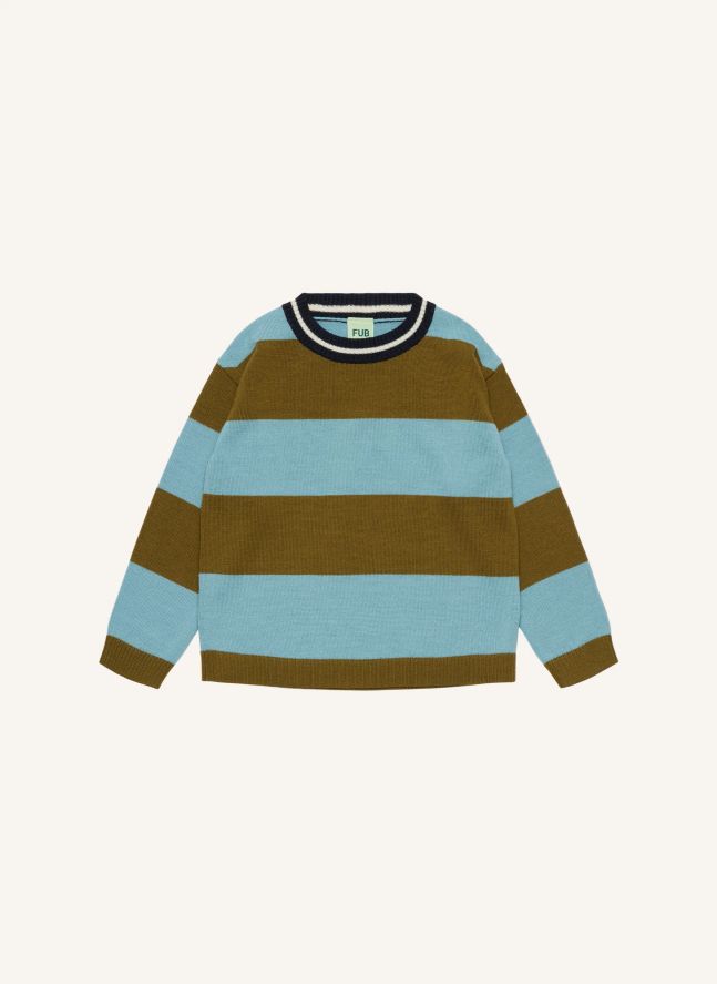 Pull Rayé Maille Fine Laine Mérinos | Bleu ciel