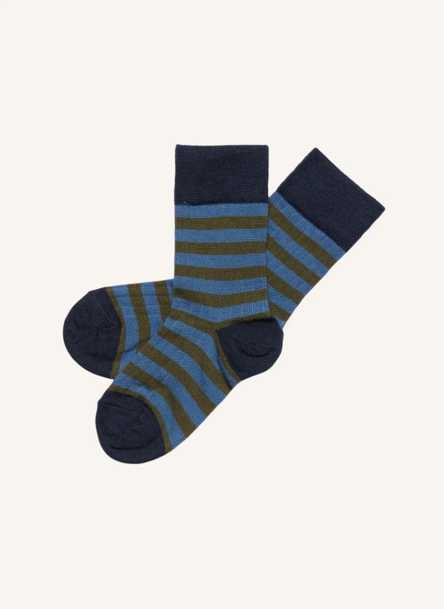 Lot de 2 Paires de Chaussettes Rayées Laine | Bleu