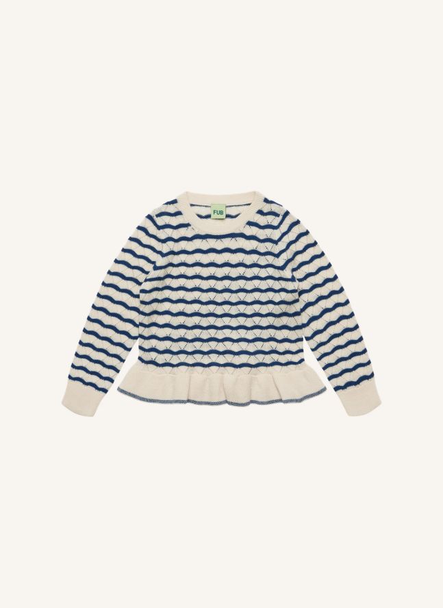 T-shirt Pointelle Vagues Laine Mérinos | Ecru