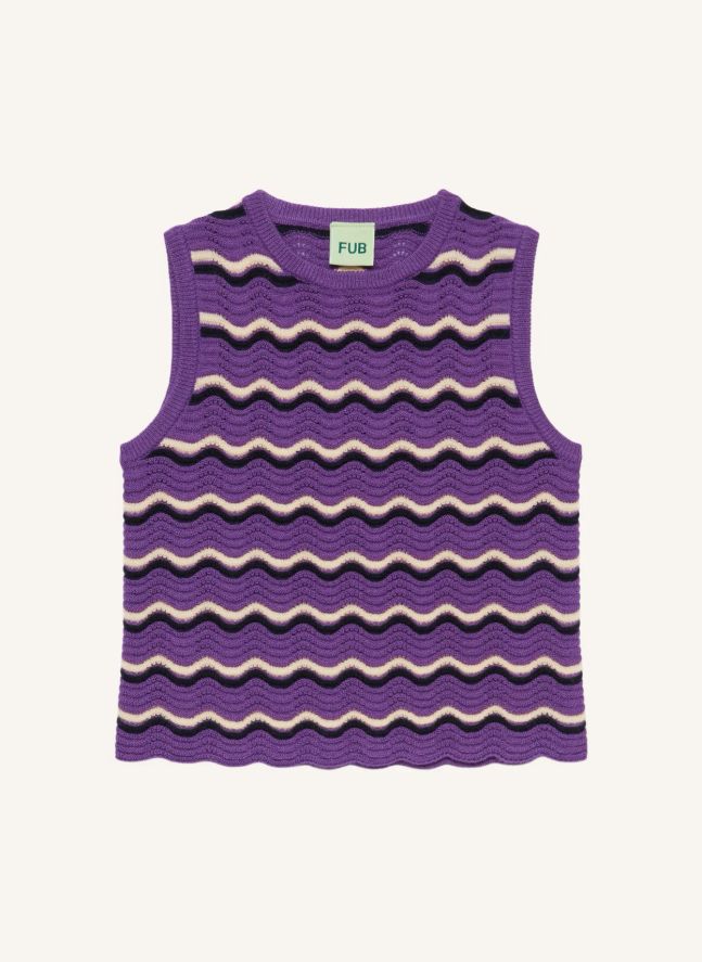 Top de punto calado con motivos de olas, de lana merina | Violeta