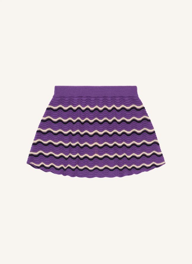 Jupe Pointelle Vagues Laine Mérinos | Violet