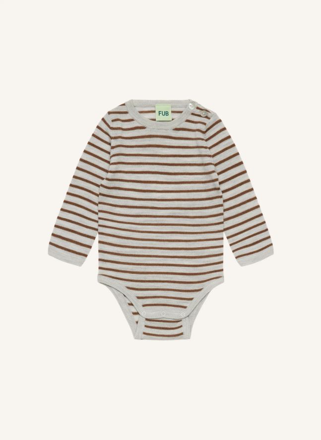 Body Rayé Maille Fine Laine Mérinos | Marron