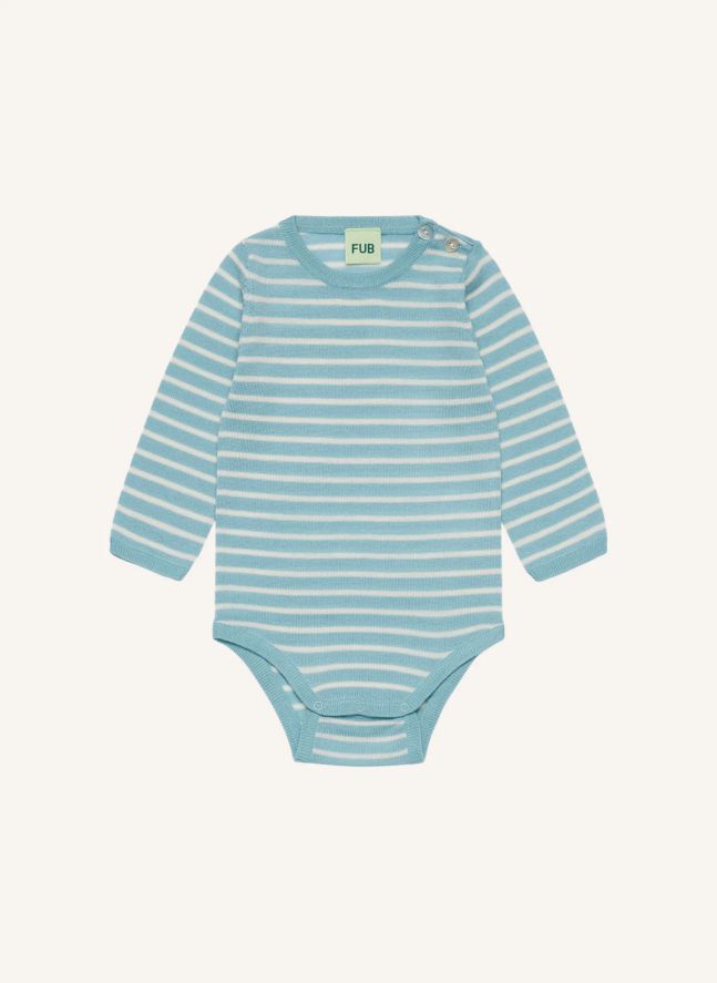Body Rayé Maille Fine Laine Mérinos | Bleu ciel