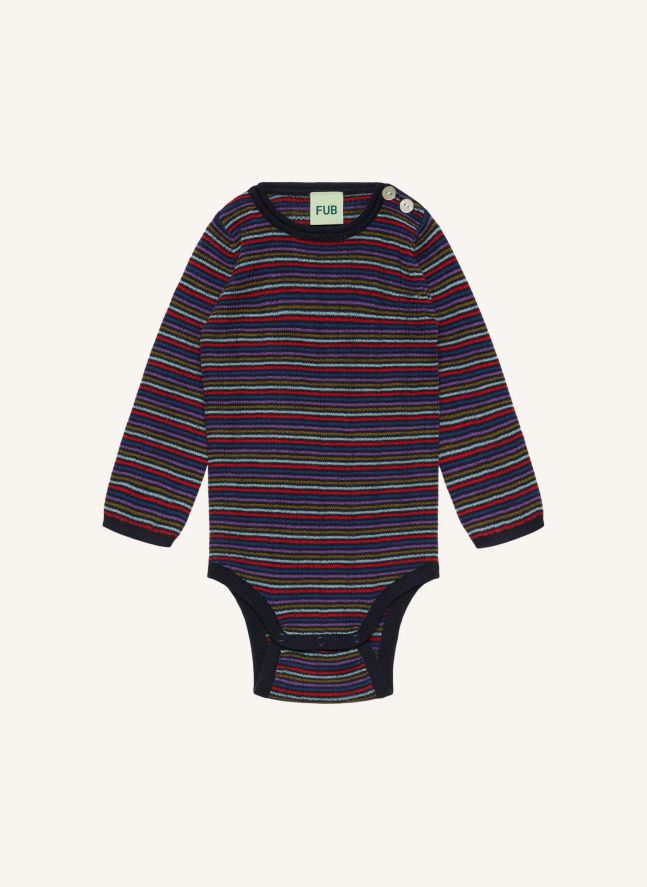 Body Côtelé Rayé Laine Mérinos | Bleu marine