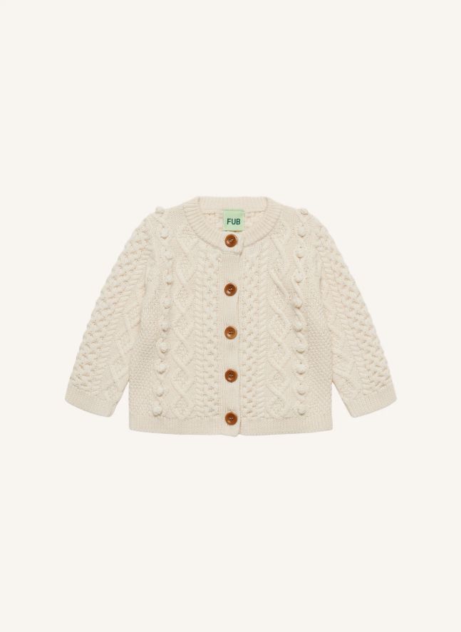 Gilet Aran Laine Mérinos Bébé | Ecru