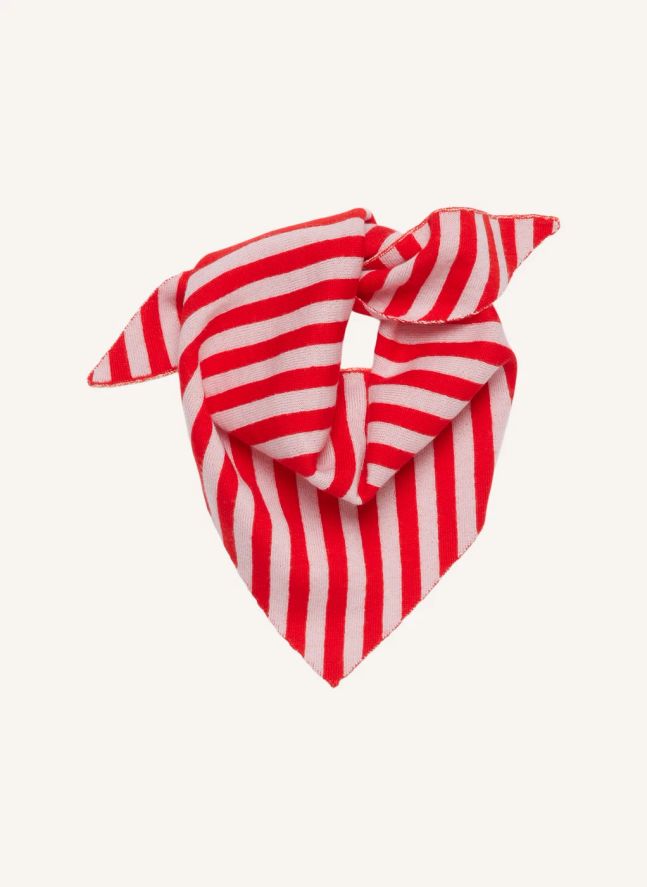 Striped Merino Wool Scarf | Red