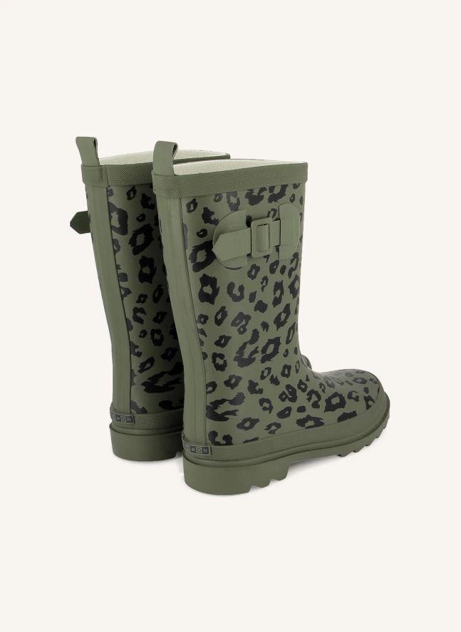 Picker Hi Leopard Rain Boots | Khaki