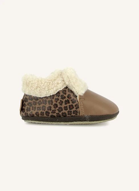 Leopard-Print Stuffed Slippers | Brown