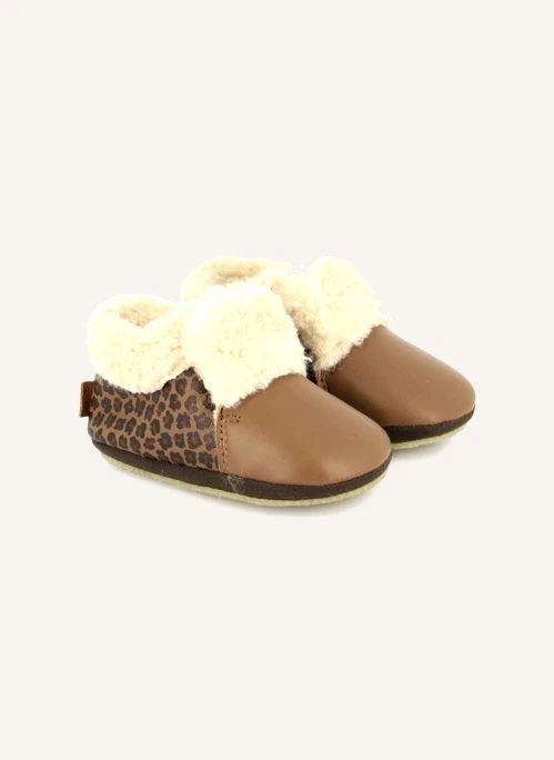 Leopard-Print Stuffed Slippers | Brown