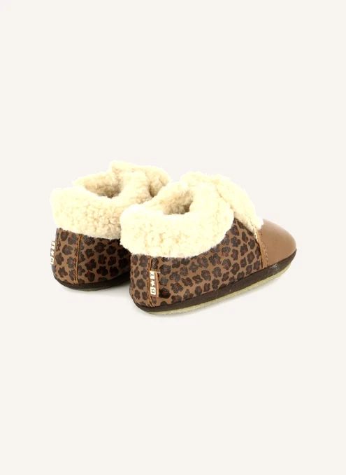 Leopard-Print Stuffed Slippers | Brown