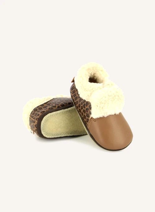 Leopard-Print Stuffed Slippers | Brown