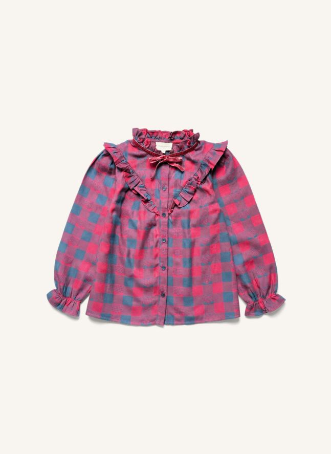 Blouse Imani Carreaux | Bleu marine