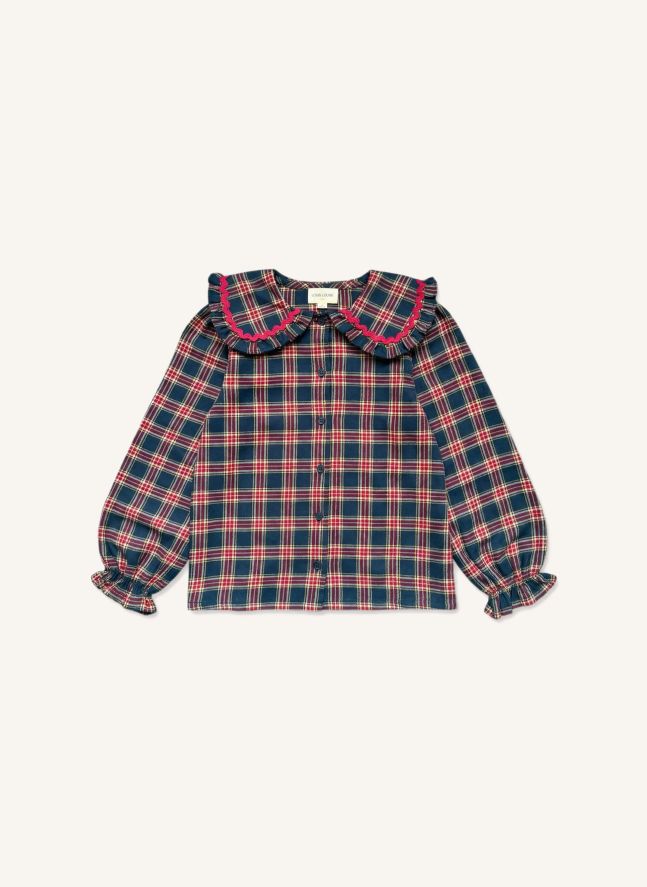 Blouse Sybillou Tartan | Bleu foncé