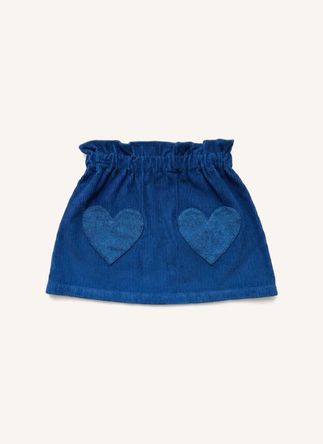 Jupe Poches Cœur Teacher Velours Côtelé | Bleu marine