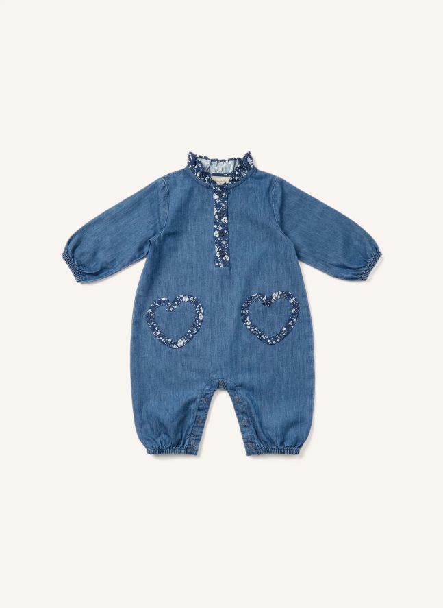 Combinaison Col Fleuri Garlone Chambray | Bleu