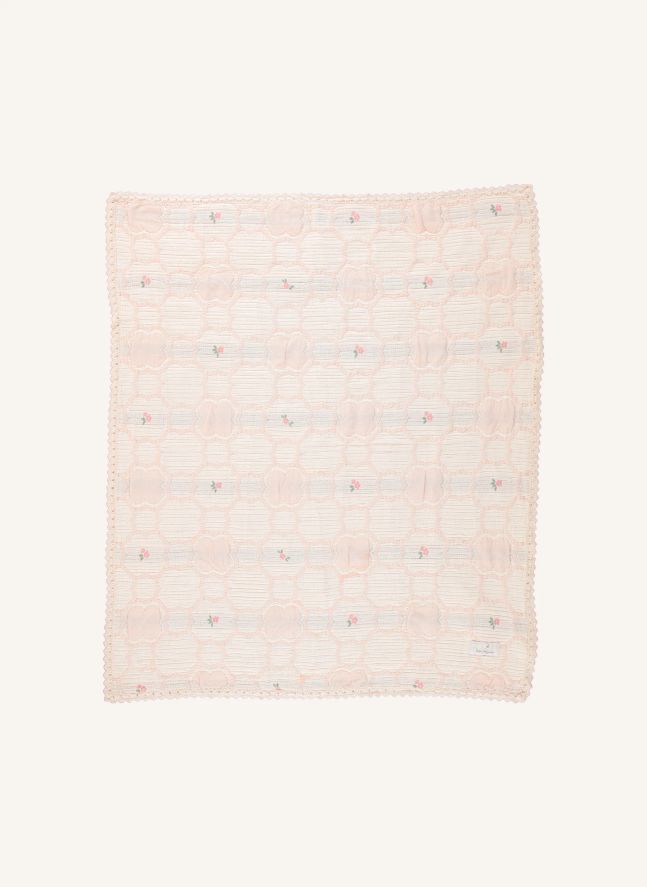 Cleo Floral Organic Cotton Blanket | Pale Pink