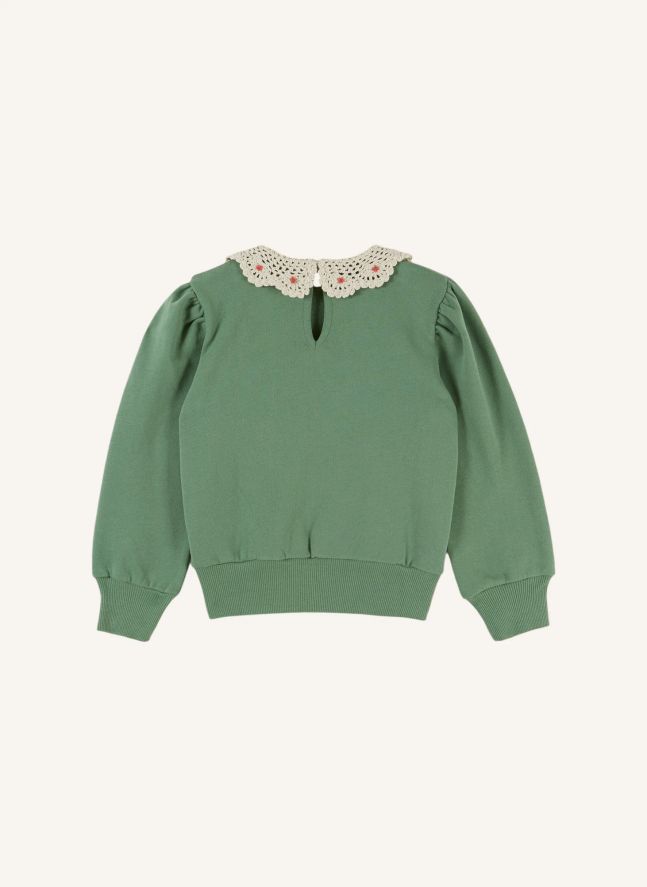 Sweat Col Crochet Coton Bio | Olive