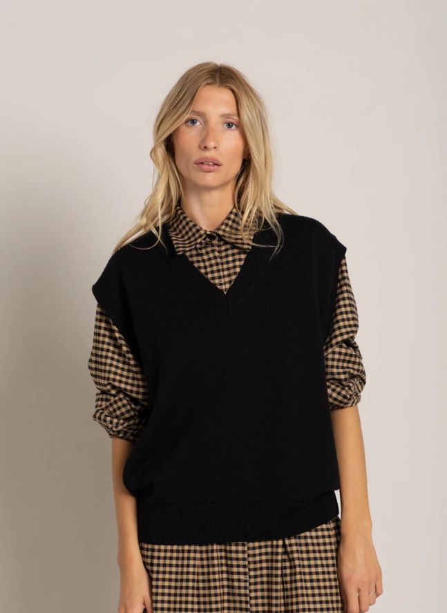 Pull Sans Manches Elina Laine Mérinos | Noir