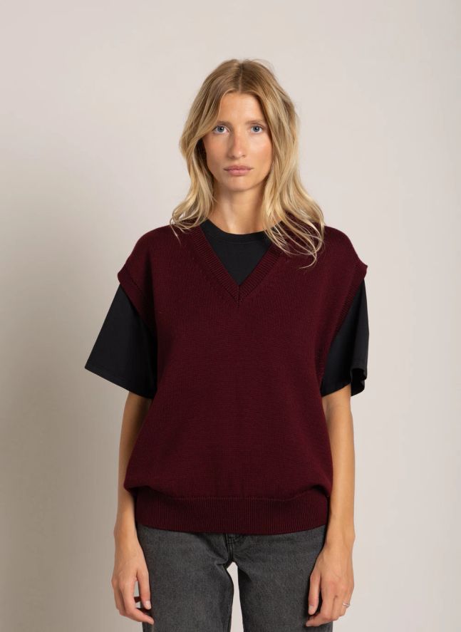 Pull Sans Manches Elina Laine Mérinos | Bordeaux