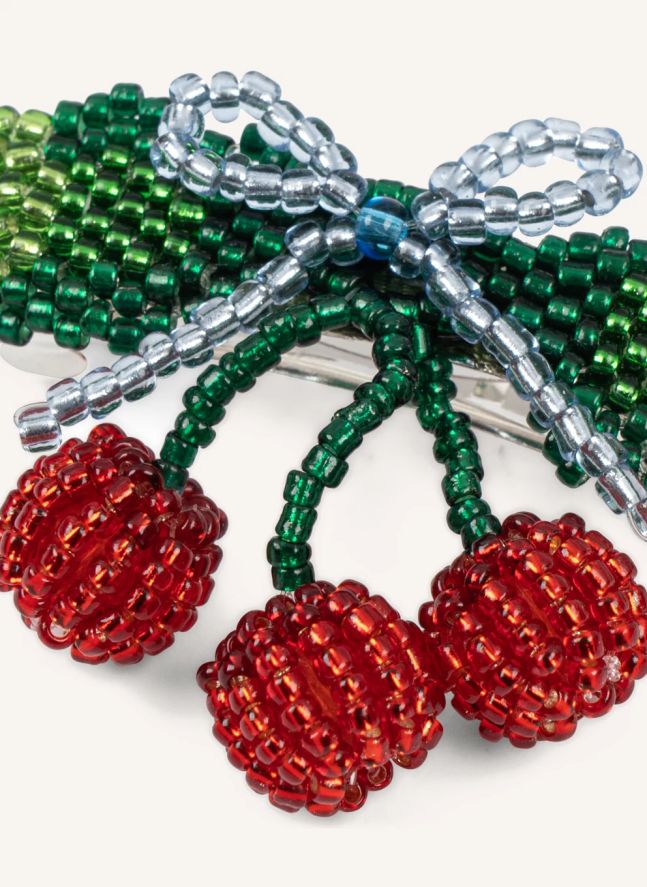 Barrette Cerises | Vert