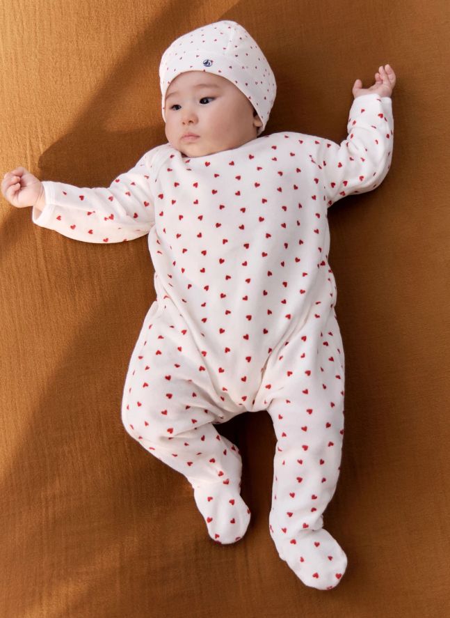Pyjama Dors Bien Cœurs Velours Coton Bio | Blanc