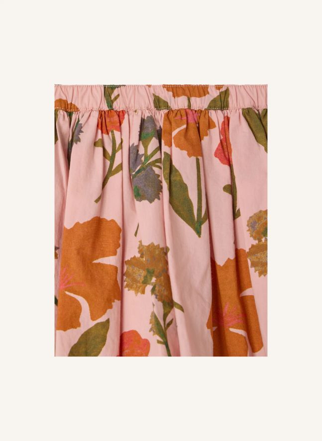 Jupe Suzon Fleurs Coton Bio | Rose pêche