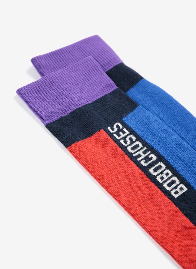 Chaussettes de Ski Colorblock Coton Bio | Bleu