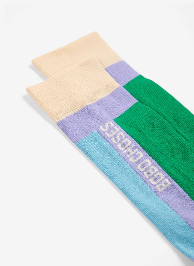 Chaussettes de Ski Colorblock Coton Bio | Lavande