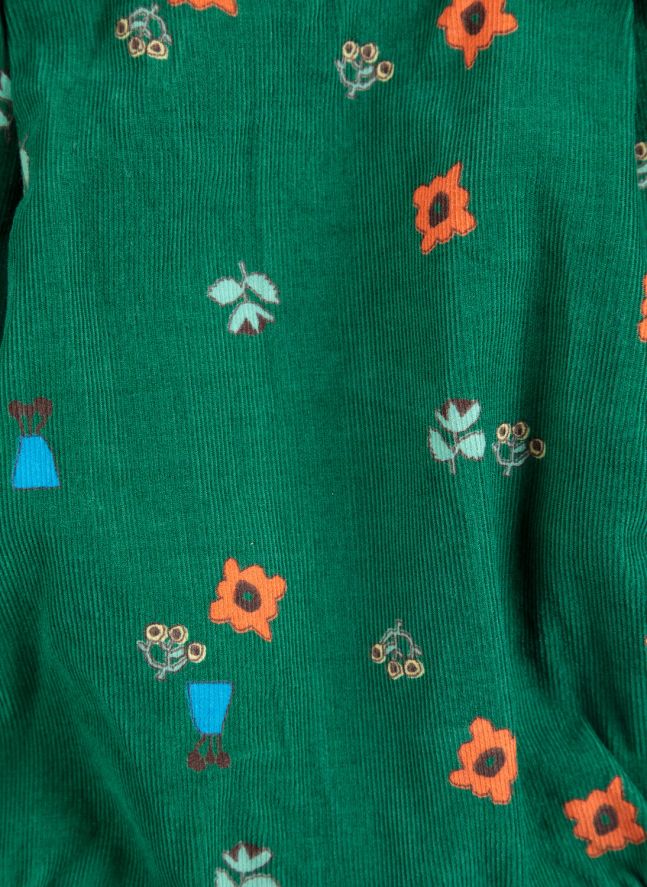 Bloomer Fleuri Velours Côtelé Coton Bio | Vert