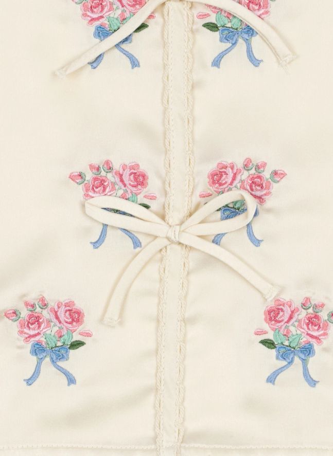 Blouse Brodée Nœuds Sheeny | Ecru