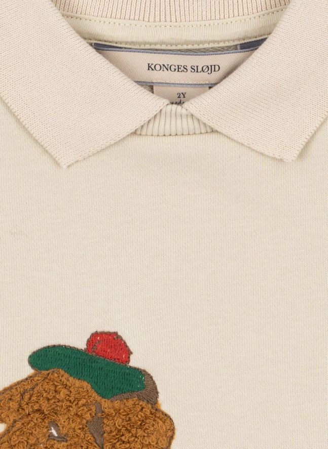 Sweat Col Polo Spotty Chien Coton Bio | Ecru