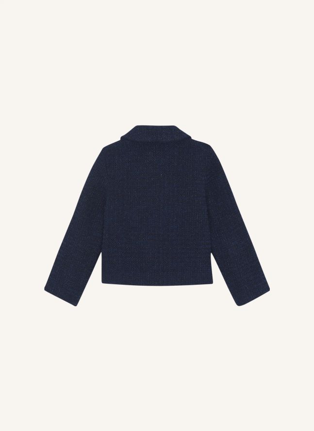 Veste Col Claudine Tweed | Bleu marine